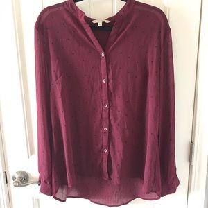 41 Hawthorn Maroon button down long sleeve blouse